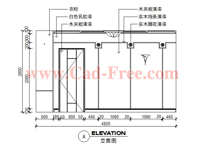 Solid wood decoration living room CAD ELEVATION